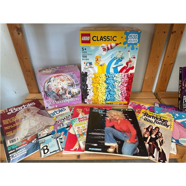 Lot: LEGO Classic 11032 Set, Marilyn Monroe Puzzle, Magazines, and Comics