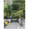 Image 1 : Yardworks Reel Lawn Mower, Yardworks Electric Lawn Edger and Metal Bird Bath