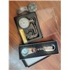 Image 1 : Three Watch Lot: Westclox Conductor Pocket Watch, Canadian Keychain Watch, Steel Watch