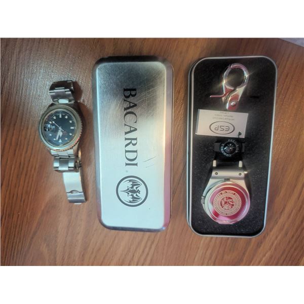 Bacardi Branded Metal Watch and ESP Keychain Set