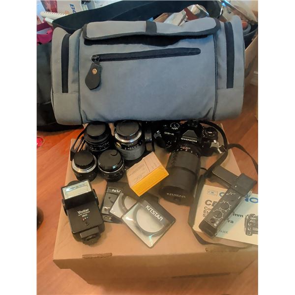 Chinon CE-4 35mm SLR Camera Kit With Lenses and Accessories