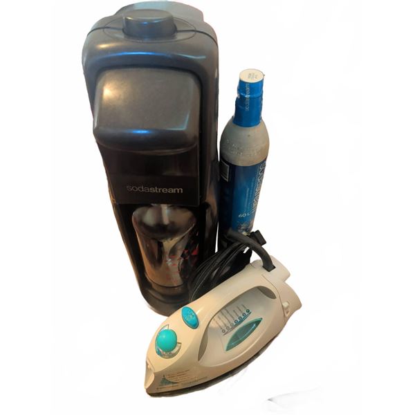 SodaStream Machine, Iron, and Glass Candle Holders Lot