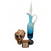 Image 1 : Skull with Serpent Sculpture, Elgin Alarm Clock, and Mystery Stemware Collection