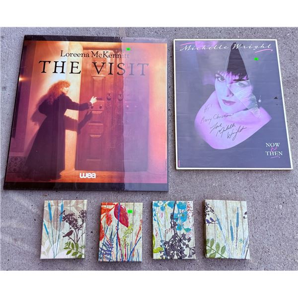 Loreena McKennitt "The Visit" LP, Michelle Wright "Now & Then" Signed LP, and Four Small Botanical-­