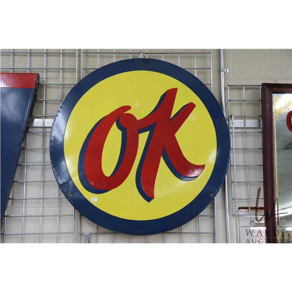 Vintage metal and porcelain  OK  button 32  in diameter, original fitted to lot 1
