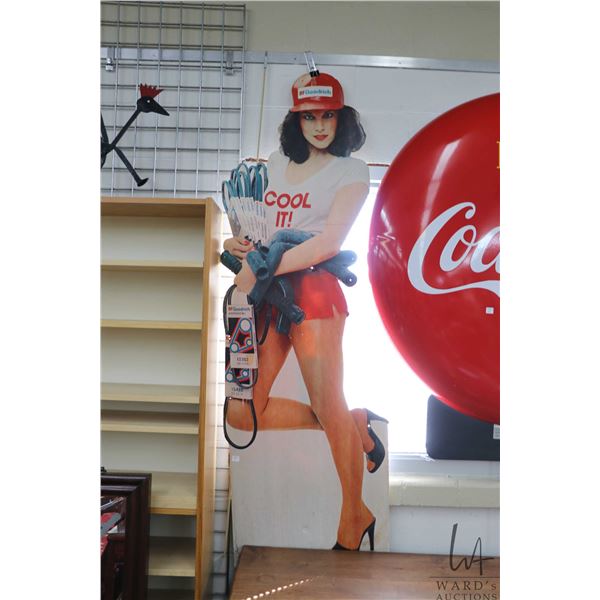 Large cardboard cut-out advertisement for BF Goodrich Automotive Belts, 71  H, note: bent to crackin