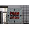 Image 1 : Vintage "Fram Filters" metal electric wall clock with glass face, partially lights up, working at ti