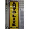 Image 1 : Vintage metal and porcelain Auto-Lite Batteries advertising sign, 39" H X 13" W