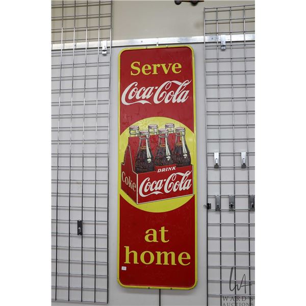 Vintage metal and porcelain Coca-Cola sign marked Made in Canada 1951, 53 1/4  H X 17 1/4 