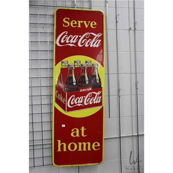 Vintage metal and porcelain Coca-Cola sign marked Made in Canada 1951, 53 1/4  H X 17 1/4 
