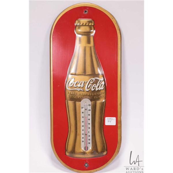 Vintage metal and porcelain Coca-Cola thermometer ( Fahrenheit) 16  H X 7  W