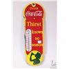 Image 1 : Vintage metal and porcelain Coca-Cola thermometer (fahrenheit) 18" H X 5 1/2" note: damage to left s