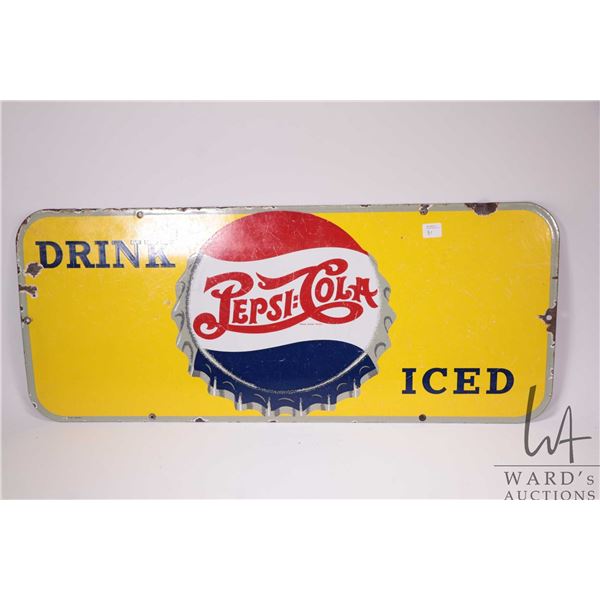 Vintage metal and porcelain 'Drink Pepsi-Cola  marked PM 24/49, 12 1/4  H X 29 1/4 