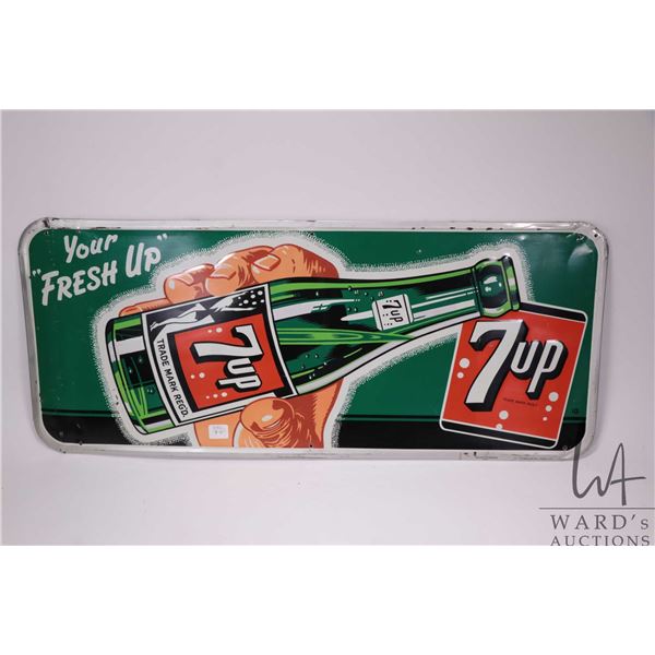 Vintage metal and porcelain  Your Fresh Up 7-UP , marked Made in Canada St. Thomas Metal Sign,  12 1