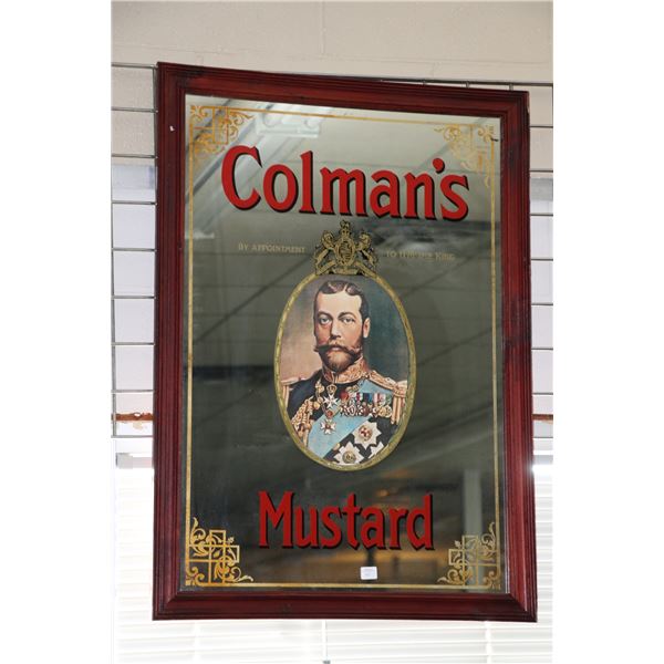 Vintage/ antique Colman's Mustard framed mirror 34 1/2  X 25 