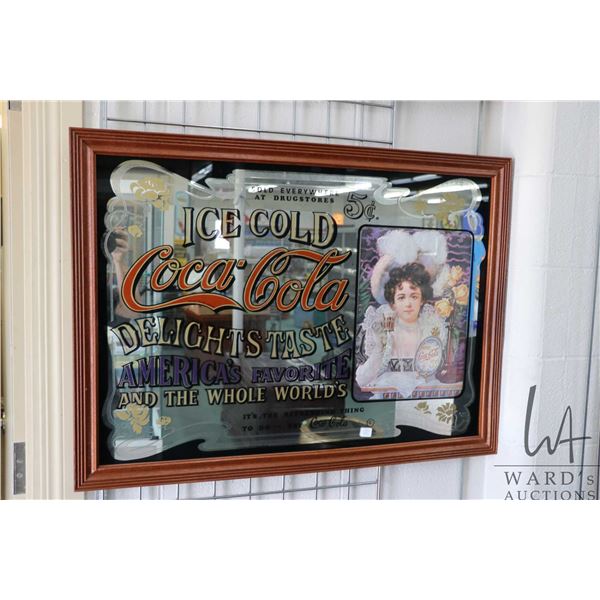 Framed Coca-Cola mirror, 27  X 37 