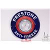 Image 2 : Vintage metal and porcelain Prestone Anti-freeze thermometer (fahrenheit) with paper Prestone oil ca