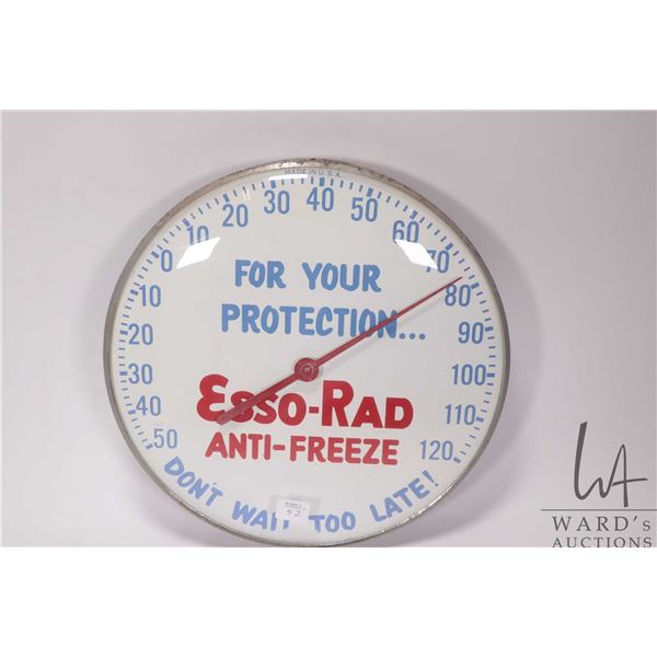 Vintage Esso Rad Anti-Freeze 12" diameter temperature gauge