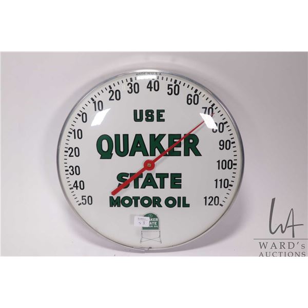 Vintage Quaker State Motor Oil 12" diameter temperature gauge