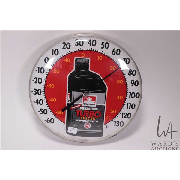 Vintage PetroCanada Premium Turbo Motor Oil12" diameter temperature gauge