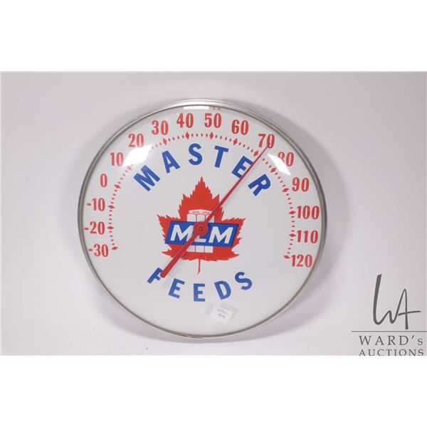 Vintage Master Feeds 12" diameter temperature gauge