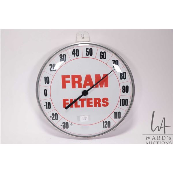 Vintage Fram Filters 12" diameter temperature gauge
