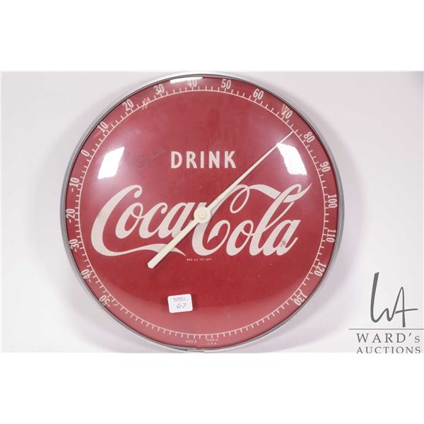 Vintage Coca-Cola 12" diameter temperature gauge