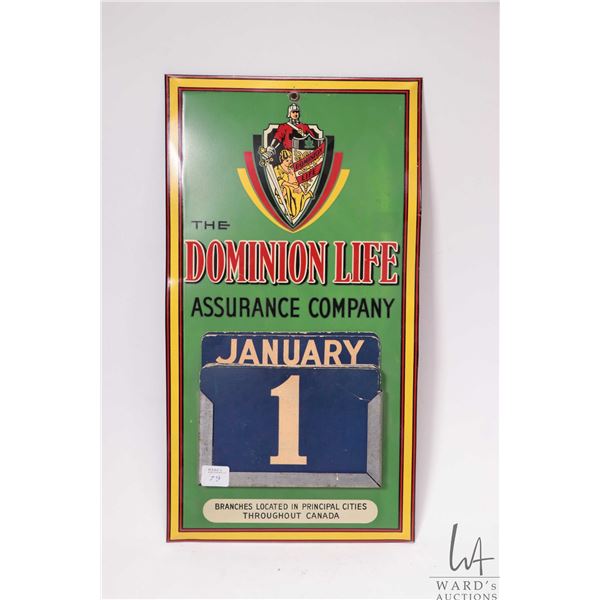 Vintage The Dominion Life Assurance Company tin plate calendar
