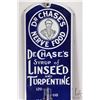 Image 6 : Vintage metal and porcelain "Dr. Chases Linseed and Turpentine" wall mount thermometer, 39" tall x 8