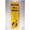 Image 1 : Vintage metal and porcelain " Wishing Well Orange" wall mount thermometer, 40" long x 10-1/2" wide