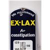 Image 5 : Vintage metal and porcelain "Ex-Lax" wall mount thermometer 39" tall x 8" wide