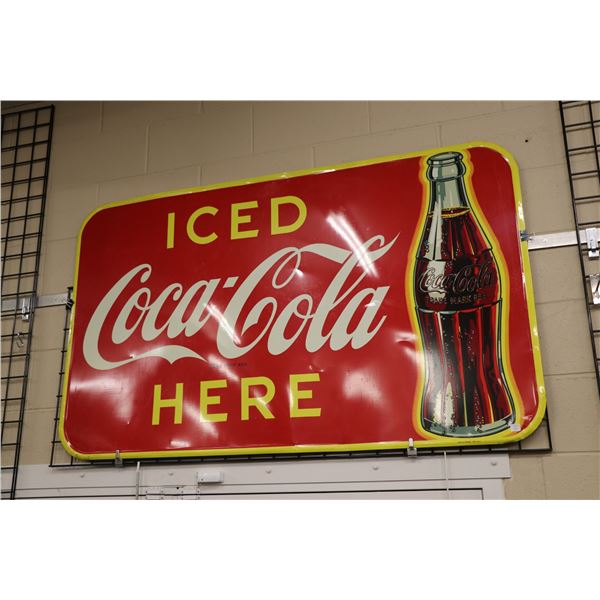 Large Vintage metal and porcelain "Coca-Cola" dated 1949, 35" tall x 59-1/2" wide