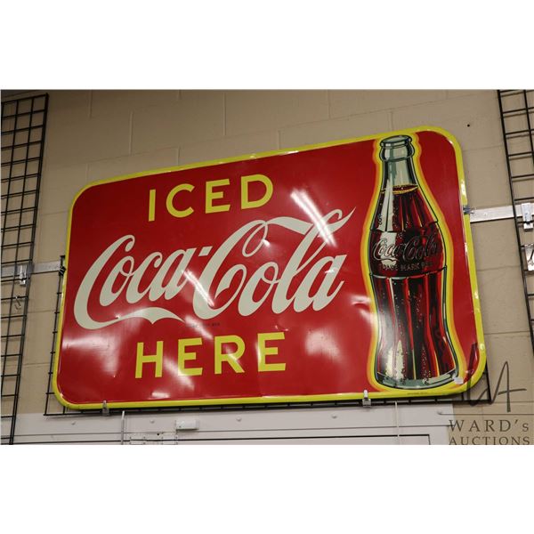 Large Vintage metal and porcelain "Coca-Cola" dated 1949, 35" tall x 59-1/2" wide