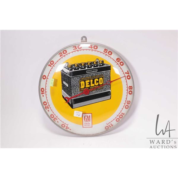 Vintage Delco Batteries 12" diameter temperature gauge