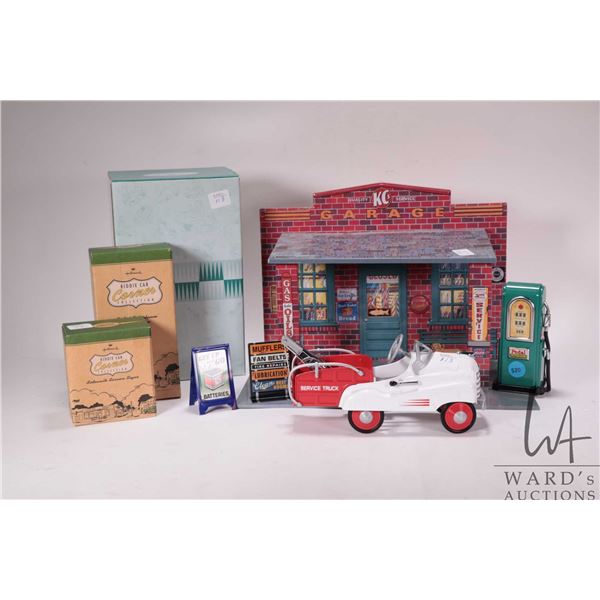 Danbury Mint 1:24th scale Hallmark KC's Quality Service tin plate garage and a Steelcraft Kiddie Car
