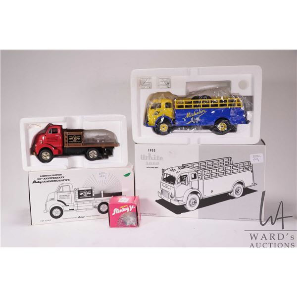Two1st Gear 1:34 scale die cast vehicles including 1953 White 3000 Stake Body Truck and a 50 Year An
