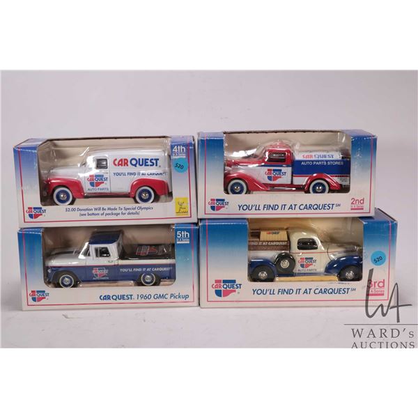 4 SpecCast Car Quest branded die cast model cars including 1936 Dodge tanker, 1940 Ford Pickup, 1960