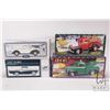Image 1 : 2 1:25 scale Ertl die-cast 1940 Ford trucks including Wrecker and Pickup, plus 2 Liberty car banks i