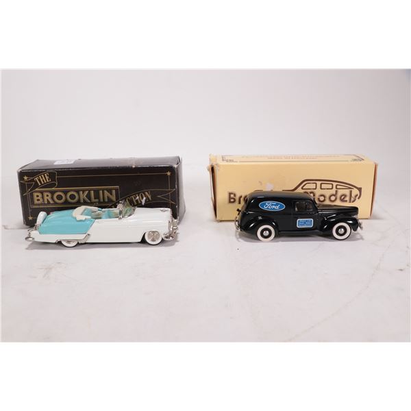 2 Brooklin 1:43 scale die cast models including 1953 Oldsmobile Fiesta and a 1940 Ford Sedan deliver