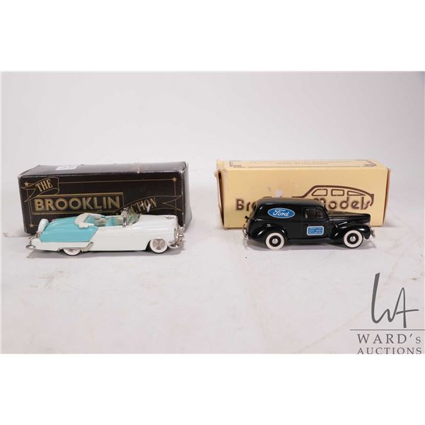 2 Brooklin 1:43 scale die cast models including 1953 Oldsmobile Fiesta and a 1940 Ford Sedan deliver