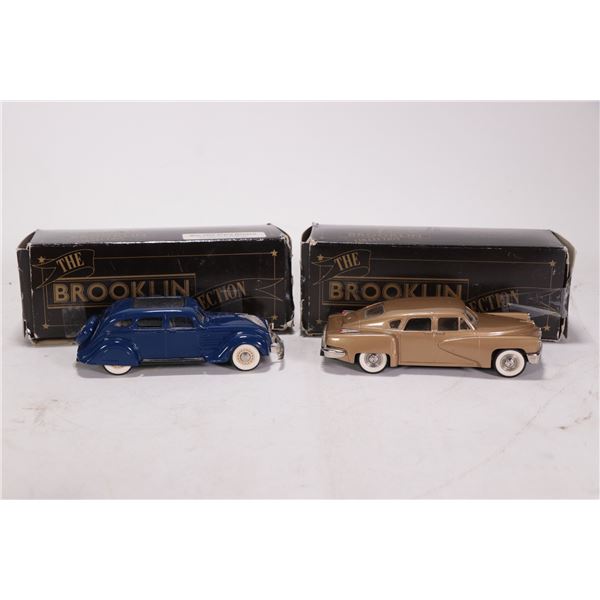 2 Brooklin 1:43 scale die cast models including 1948 Tucker Torpedo and a 1934 Chrysler Air-Flow 4 d