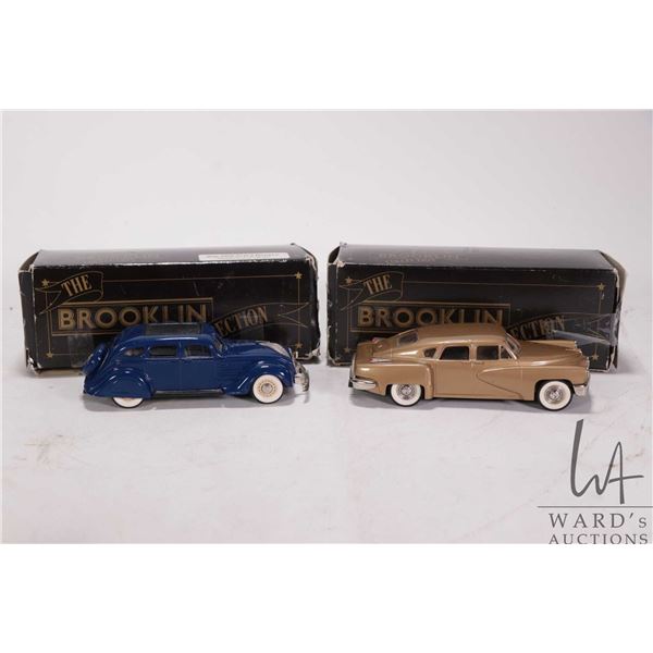 2 Brooklin 1:43 scale die cast models including 1948 Tucker Torpedo and a 1934 Chrysler Air-Flow 4 d