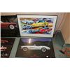 Image 3 : 4 framed Corvette prints including "Corvette: Past, Present, and Future" poster signed by Dick Guldt