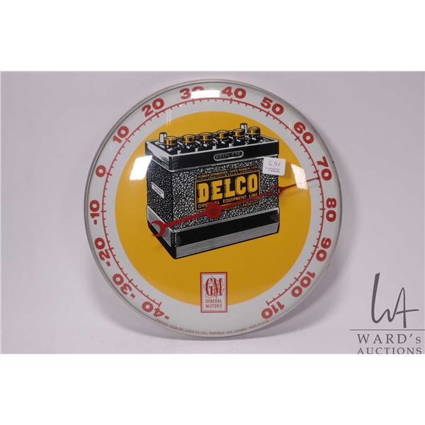 Vintage Delco Batteries 12" diameter temperature gauge