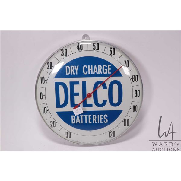 Vintage Delco Batteries 12" diameter temperature gauge
