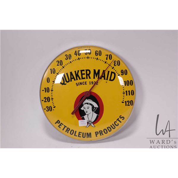 Vintage Quaker Maid Petroleum Products 12" diameter temperature gauge
