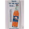 Image 3 : Vintage metal and porcelain " Sun Crest" wall mount thermometer, 16" tall x 6" wide
