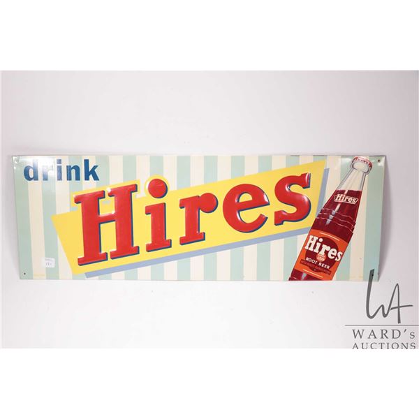 Vintage metal and porcelain "Hires" wall sign 9-1/2" x 27-1/2"