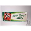 Image 1 : Vintage metal and porcelain "7-Up" wall sign dated 1964, 12-1/4" x 29-1/4"