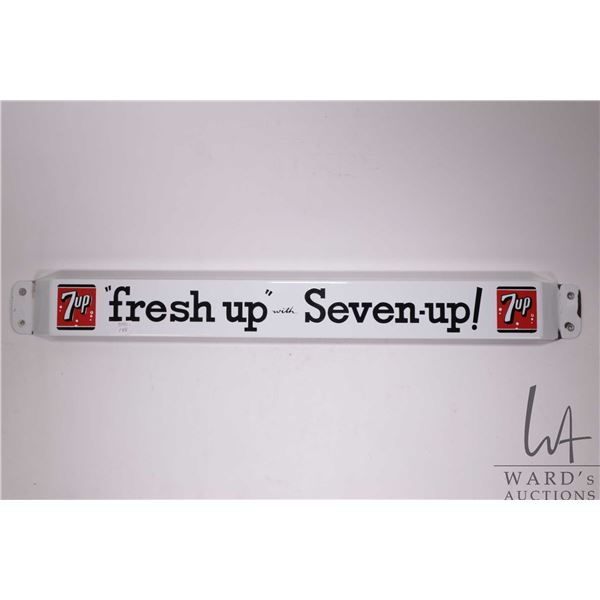 Vintage metal and porcelain "7-Up" door push 3" x 31-1/2"